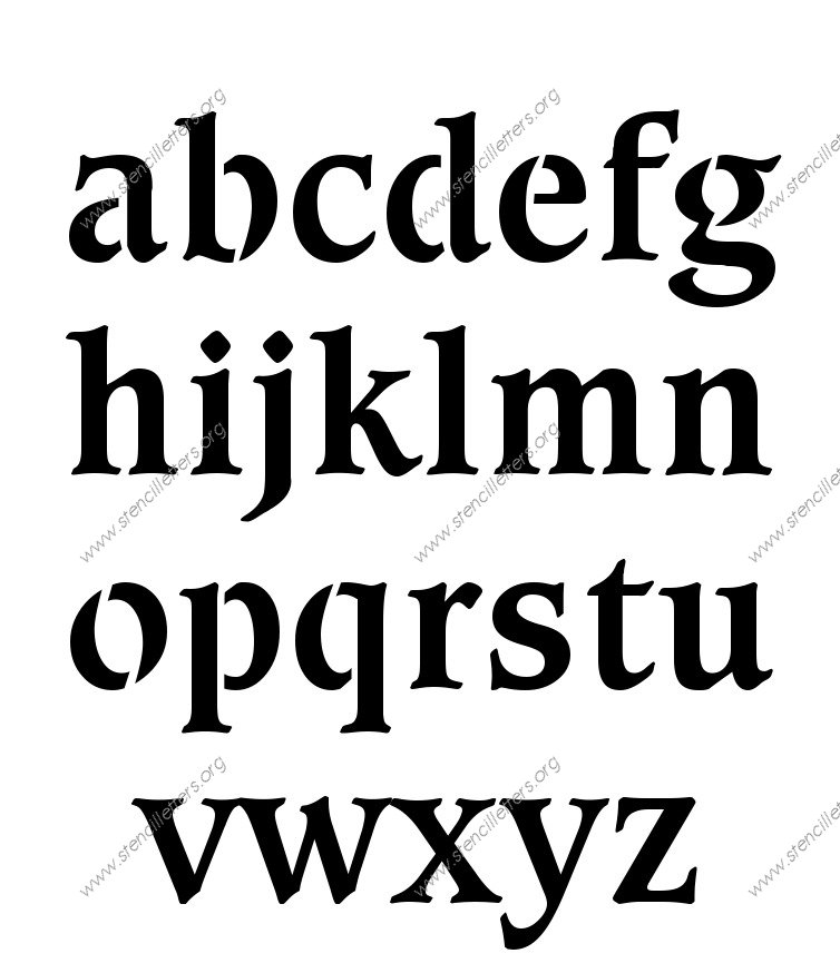 Decorative Bold A to Z lowercase letter stencils
