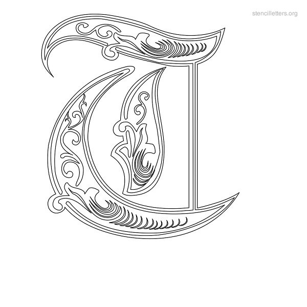 Stencil Letter Decorative T