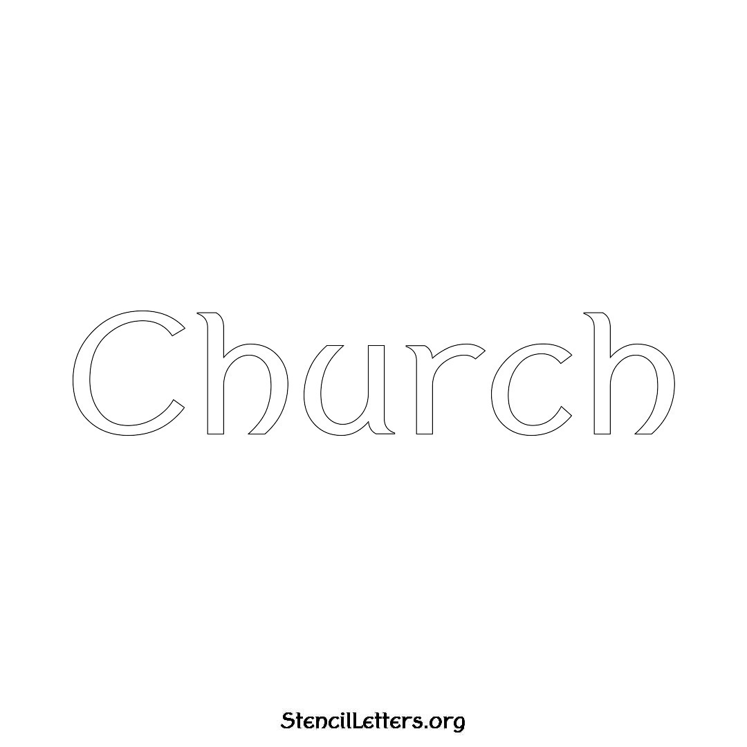 Church name stencil in Ancient Lettering