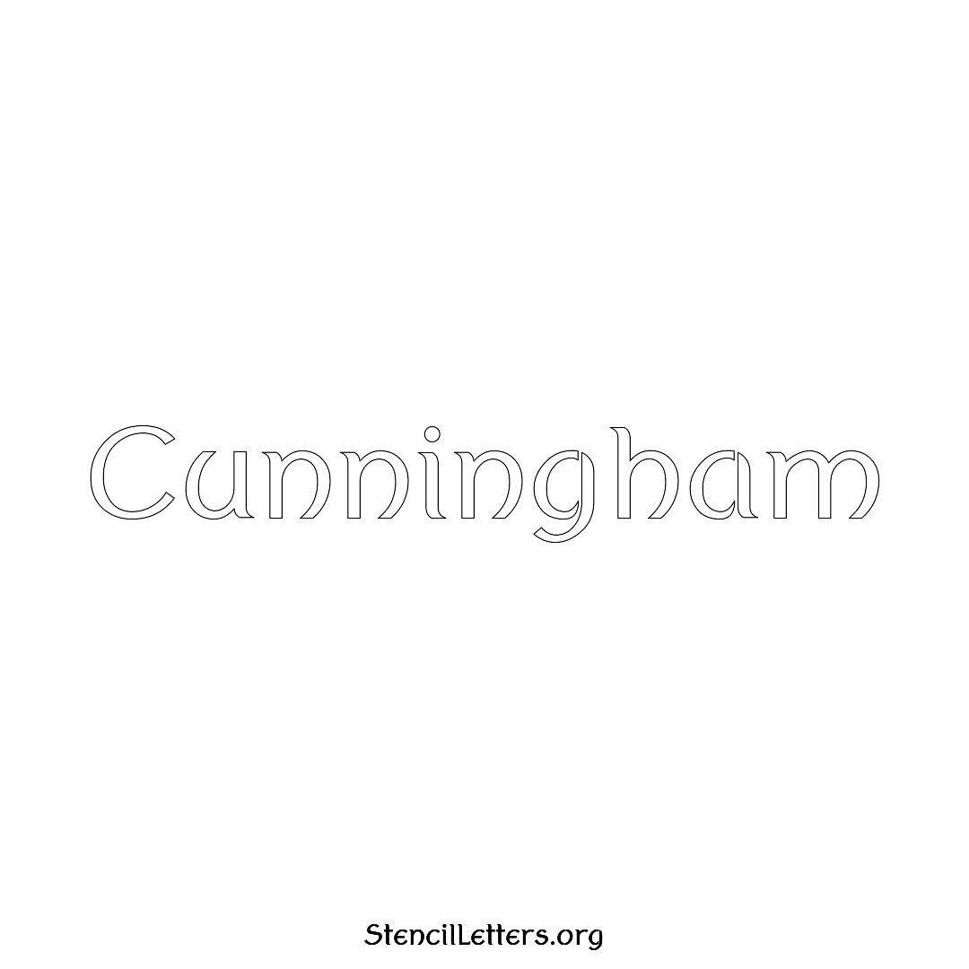 Cunningham name stencil in Ancient Lettering