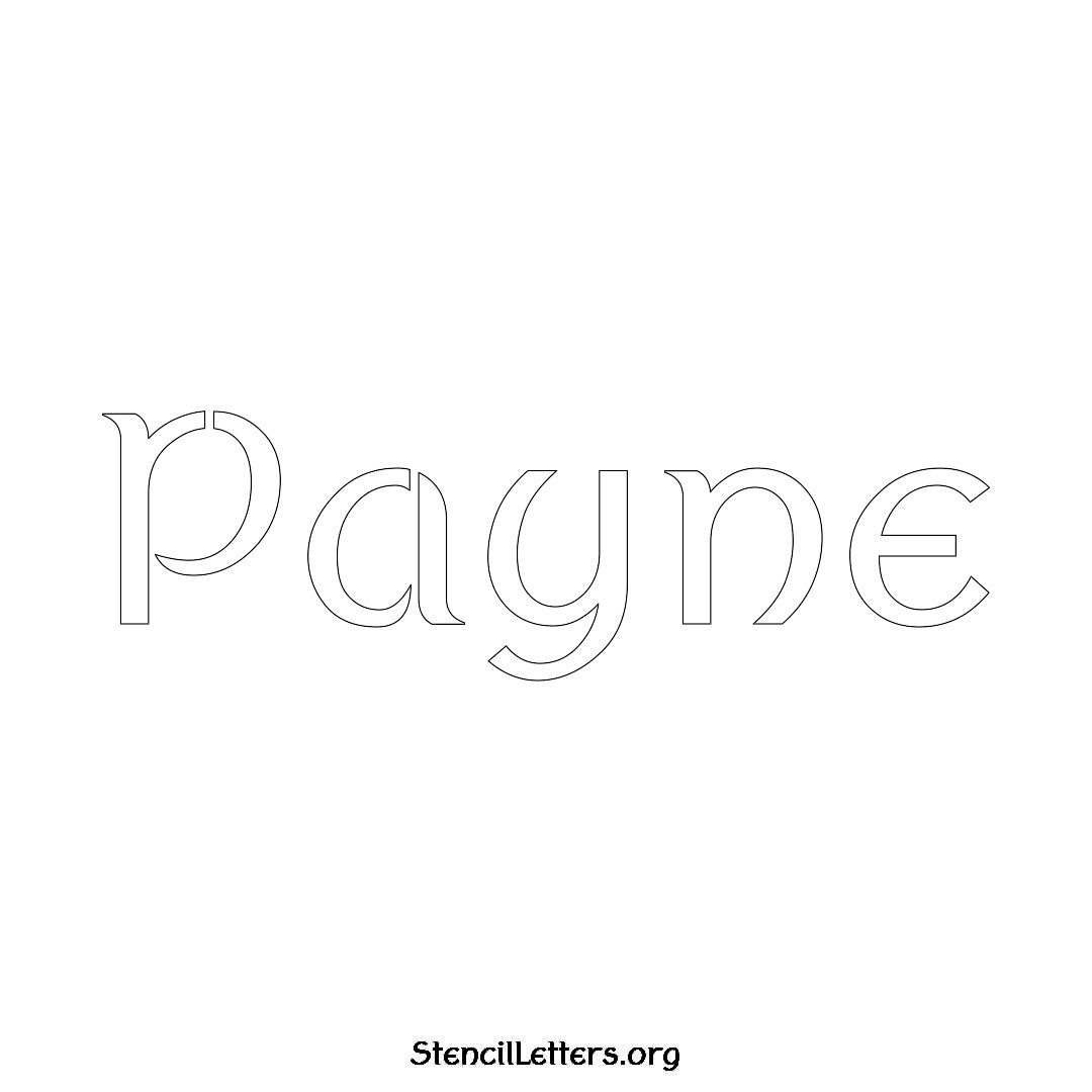 Payne name stencil in Ancient Lettering