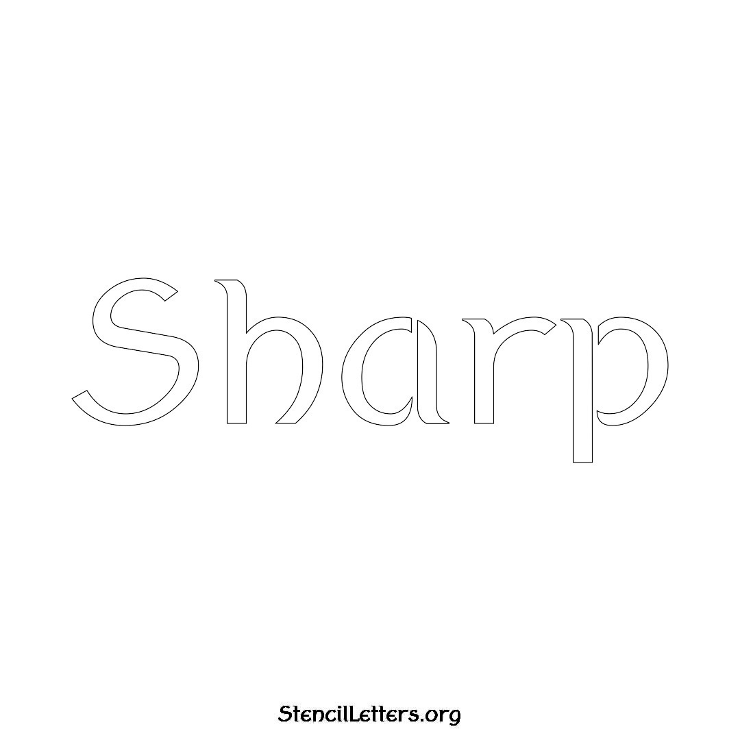 Sharp name stencil in Ancient Lettering