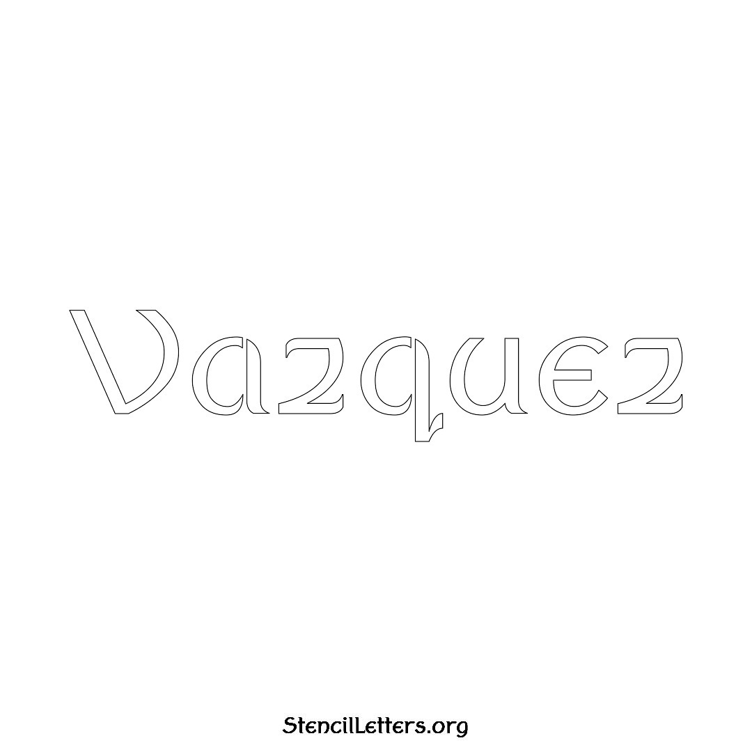 Vazquez name stencil in Ancient Lettering