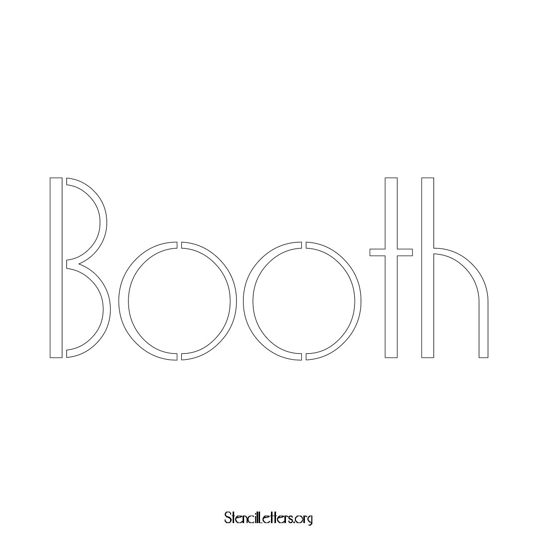 Booth name stencil in Art Deco Lettering