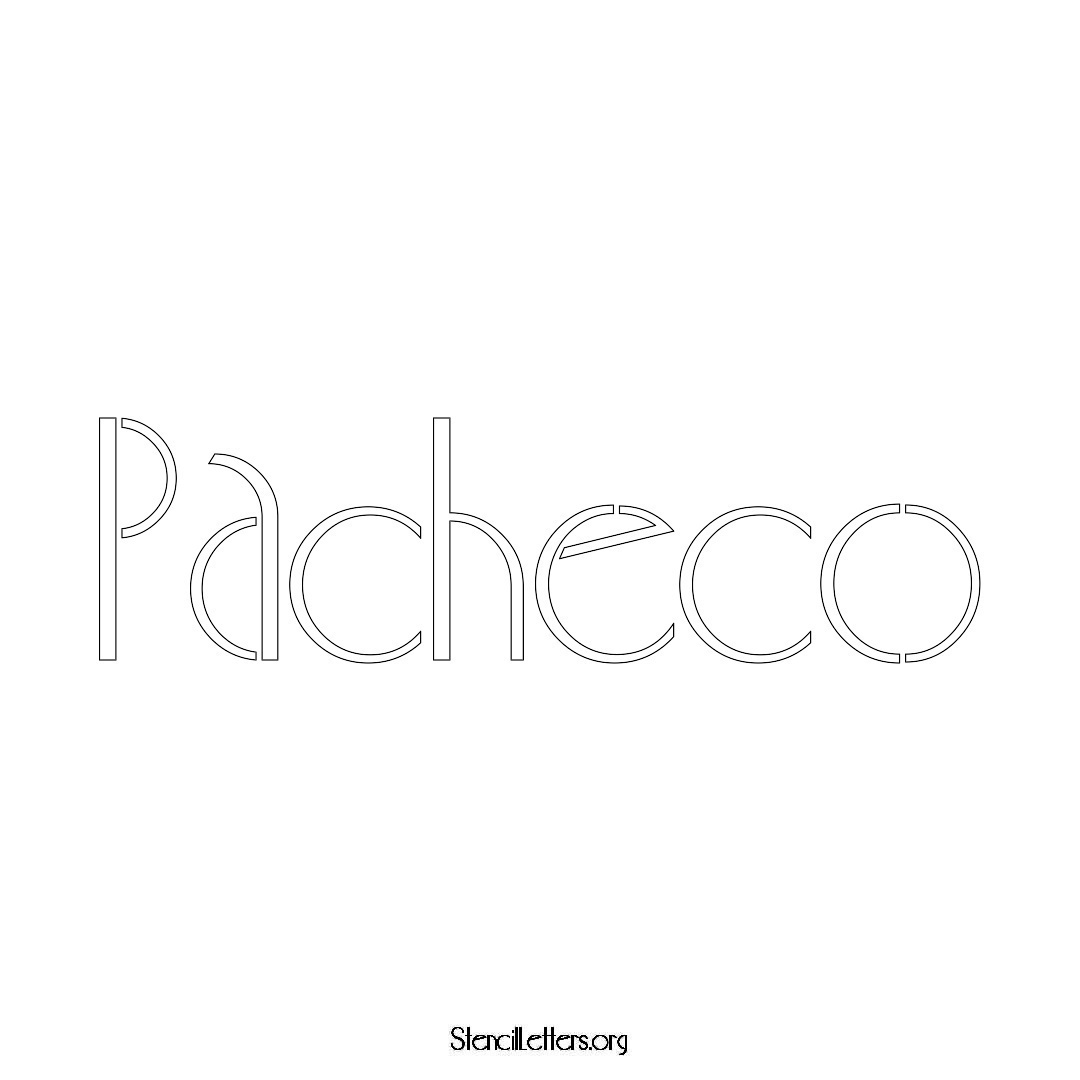Pacheco name stencil in Art Deco Lettering