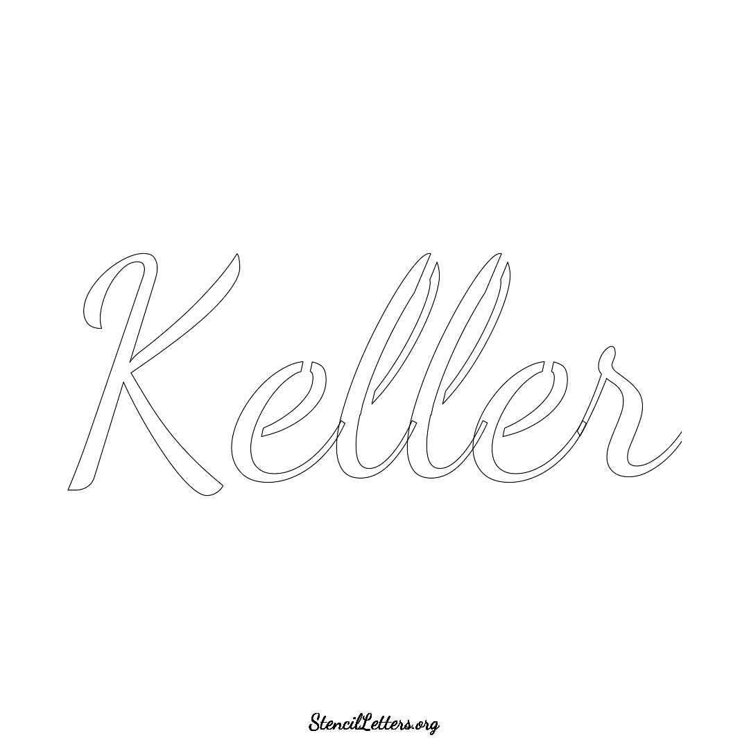 Keller name stencil in Cursive Script Lettering