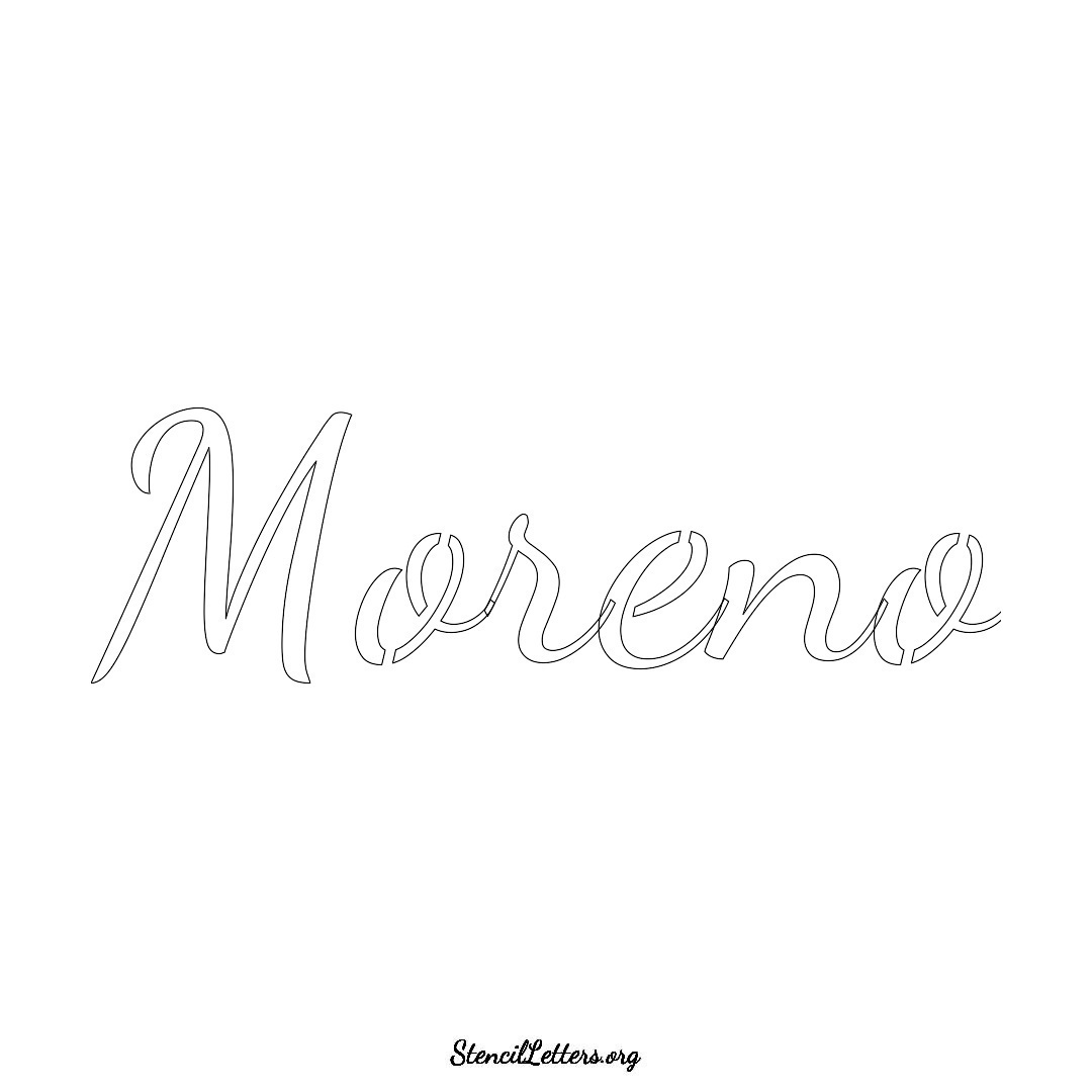 Moreno name stencil in Cursive Script Lettering