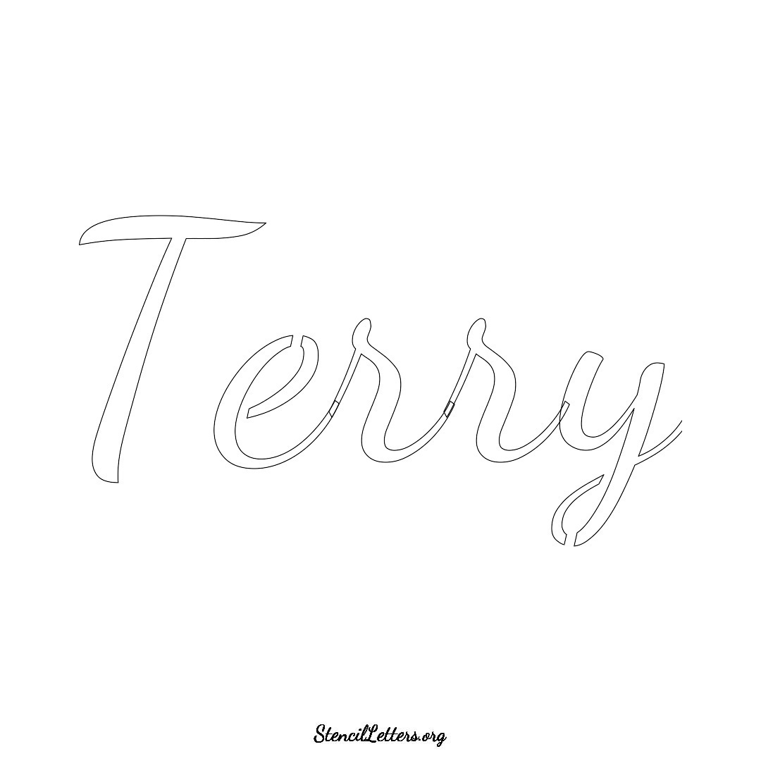 Terry name stencil in Cursive Script Lettering
