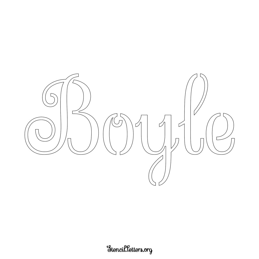 Boyle name stencil in Ornamental Cursive Lettering