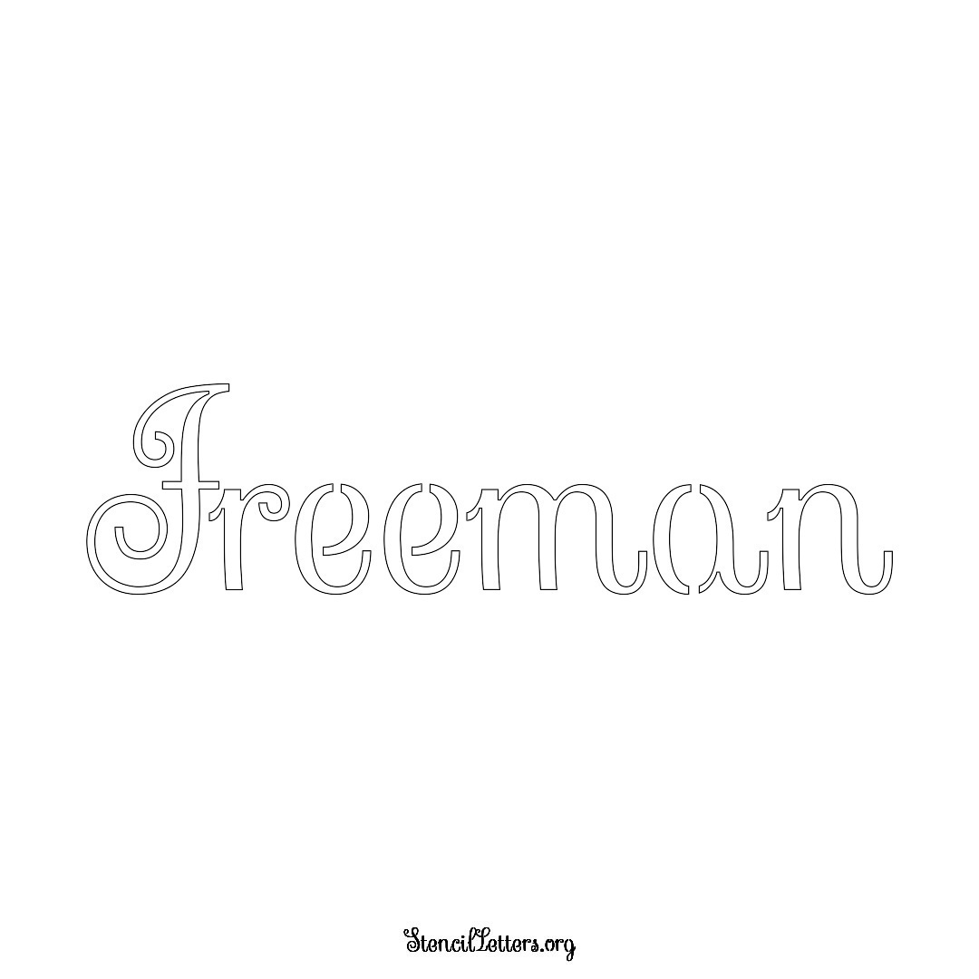 Freeman name stencil in Ornamental Cursive Lettering