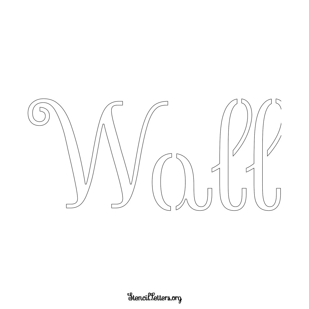 Wall name stencil in Ornamental Cursive Lettering