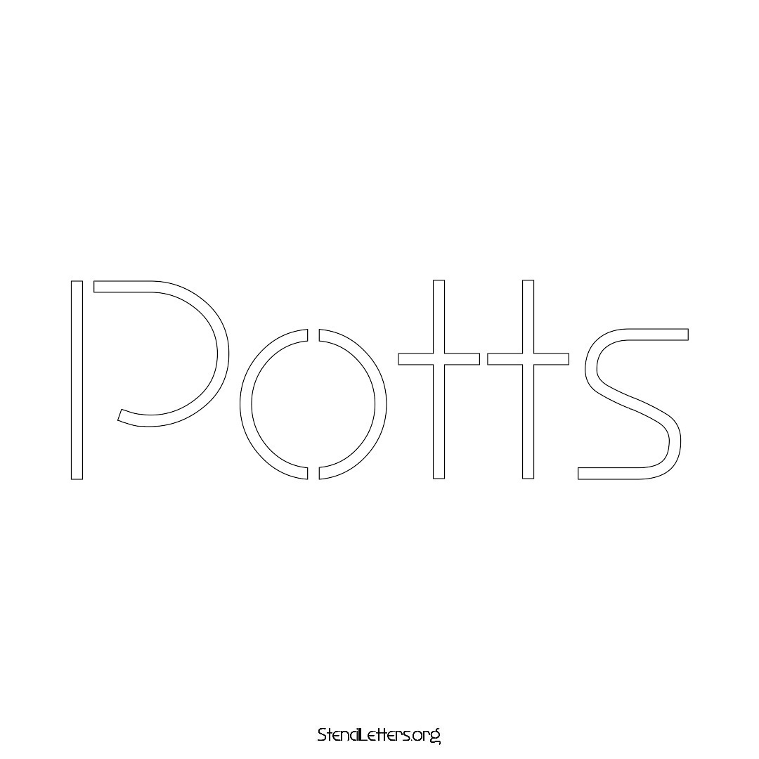 Potts name stencil in Simple Elegant Lettering