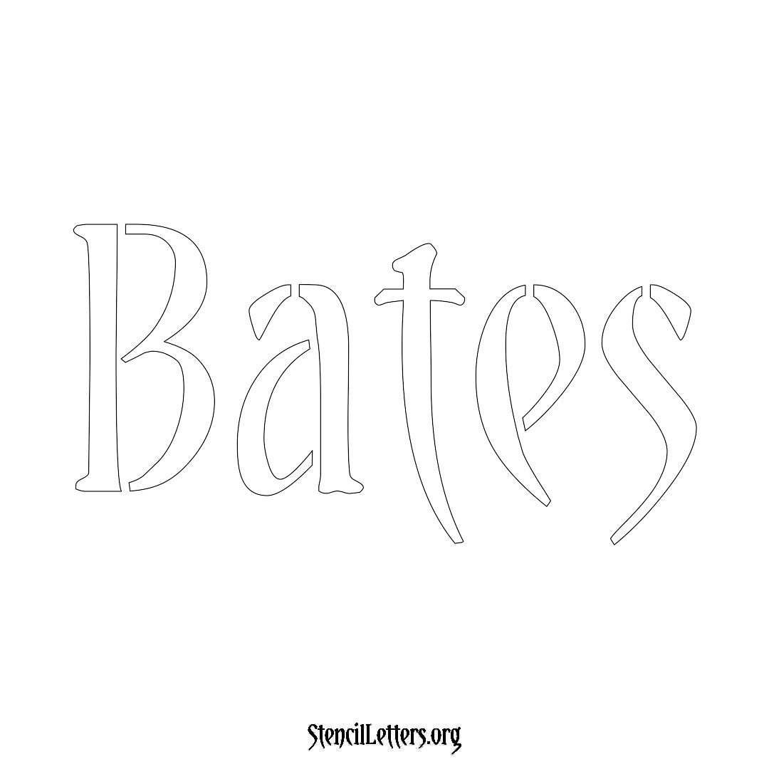 Bates name stencil in Vintage Brush Lettering