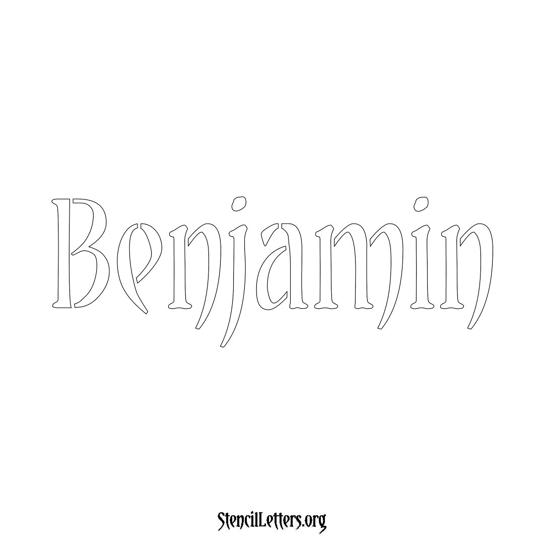 Benjamin name stencil in Vintage Brush Lettering