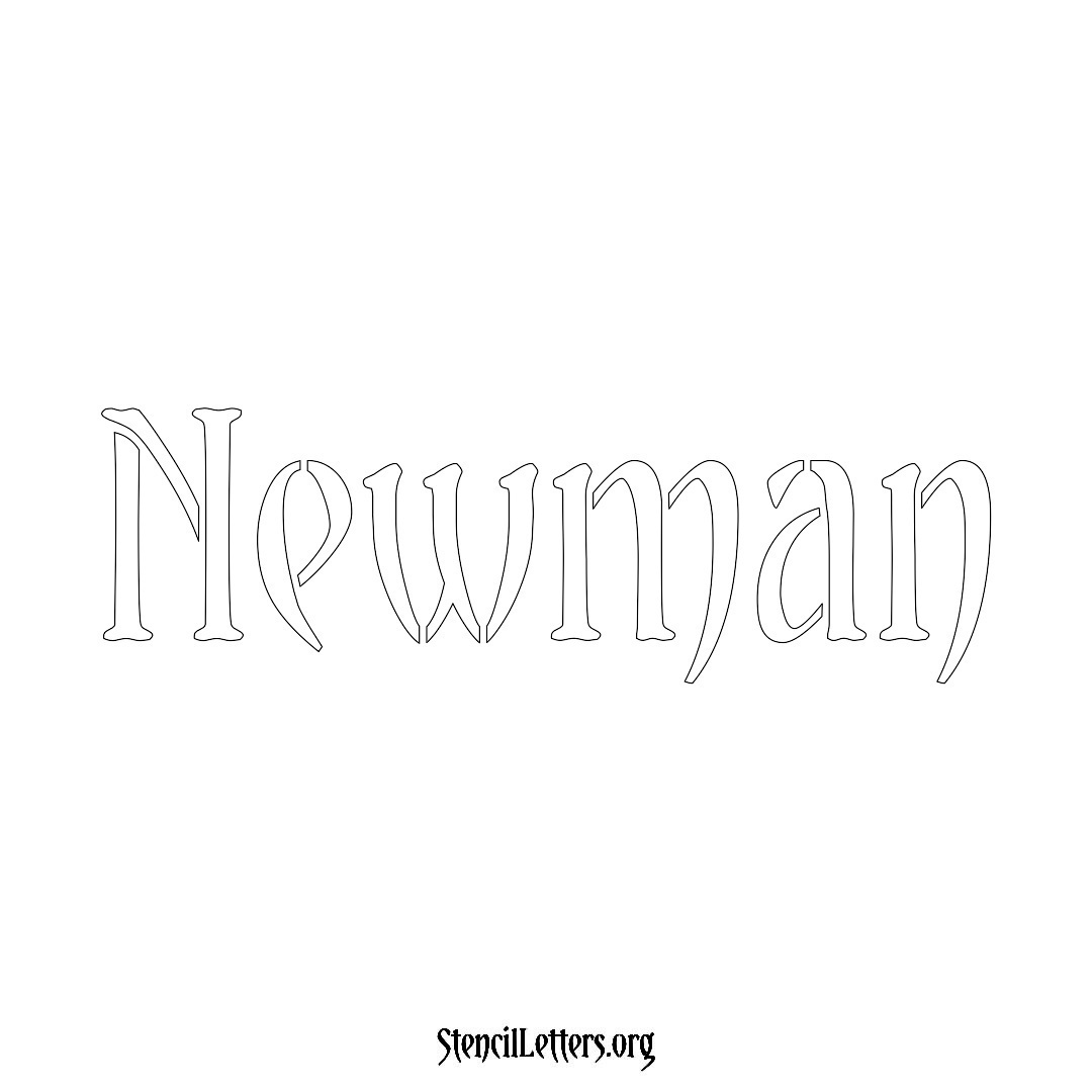 Newman name stencil in Vintage Brush Lettering