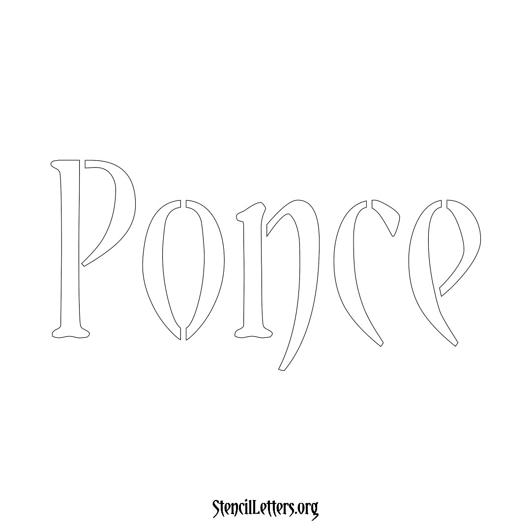 Ponce name stencil in Vintage Brush Lettering