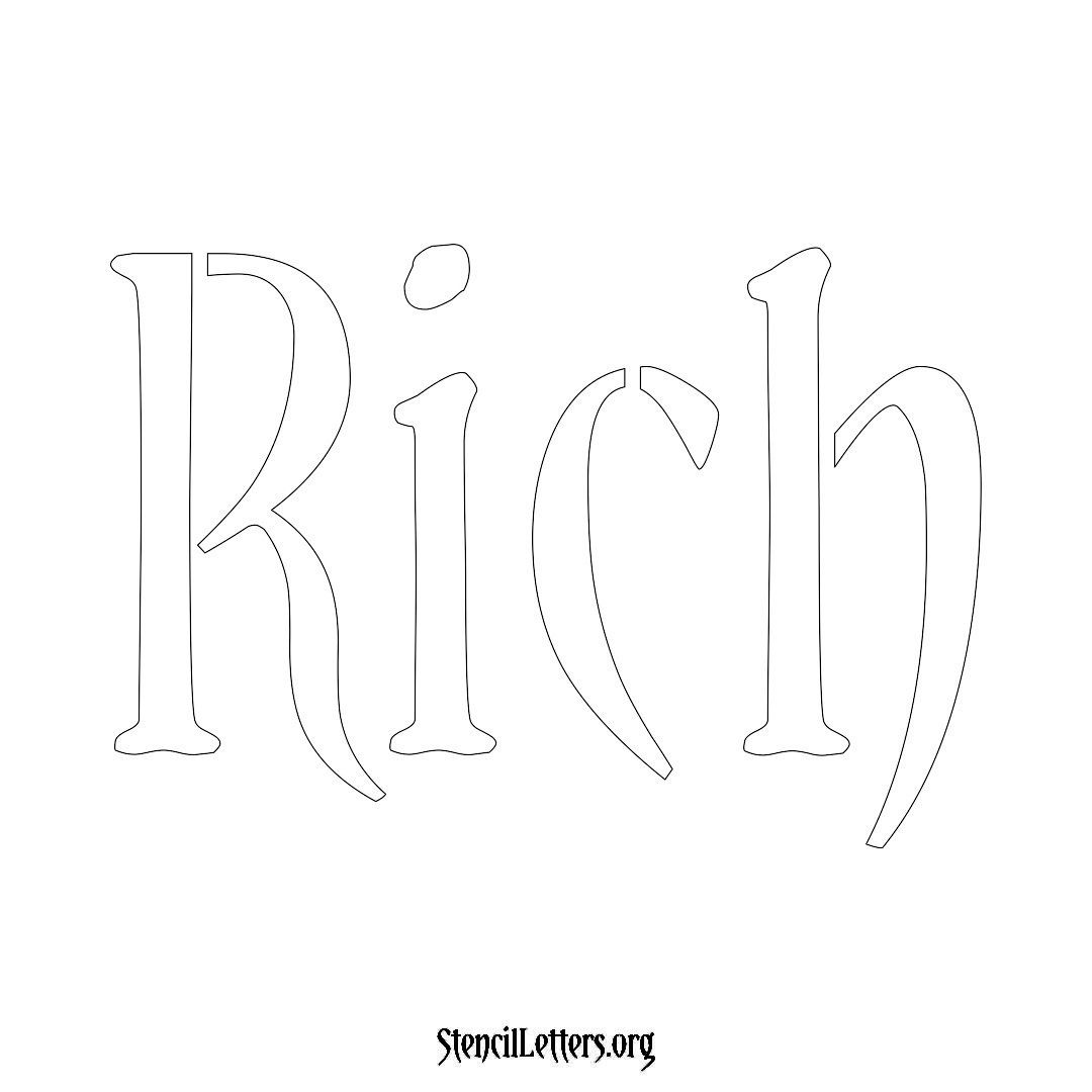 Rich name stencil in Vintage Brush Lettering