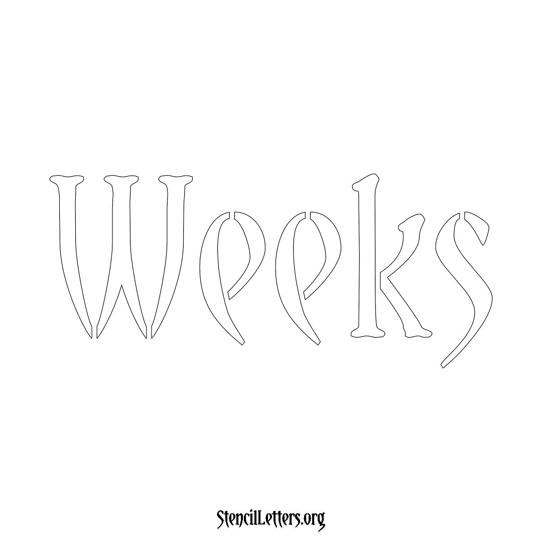 Weeks name stencil in Vintage Brush Lettering