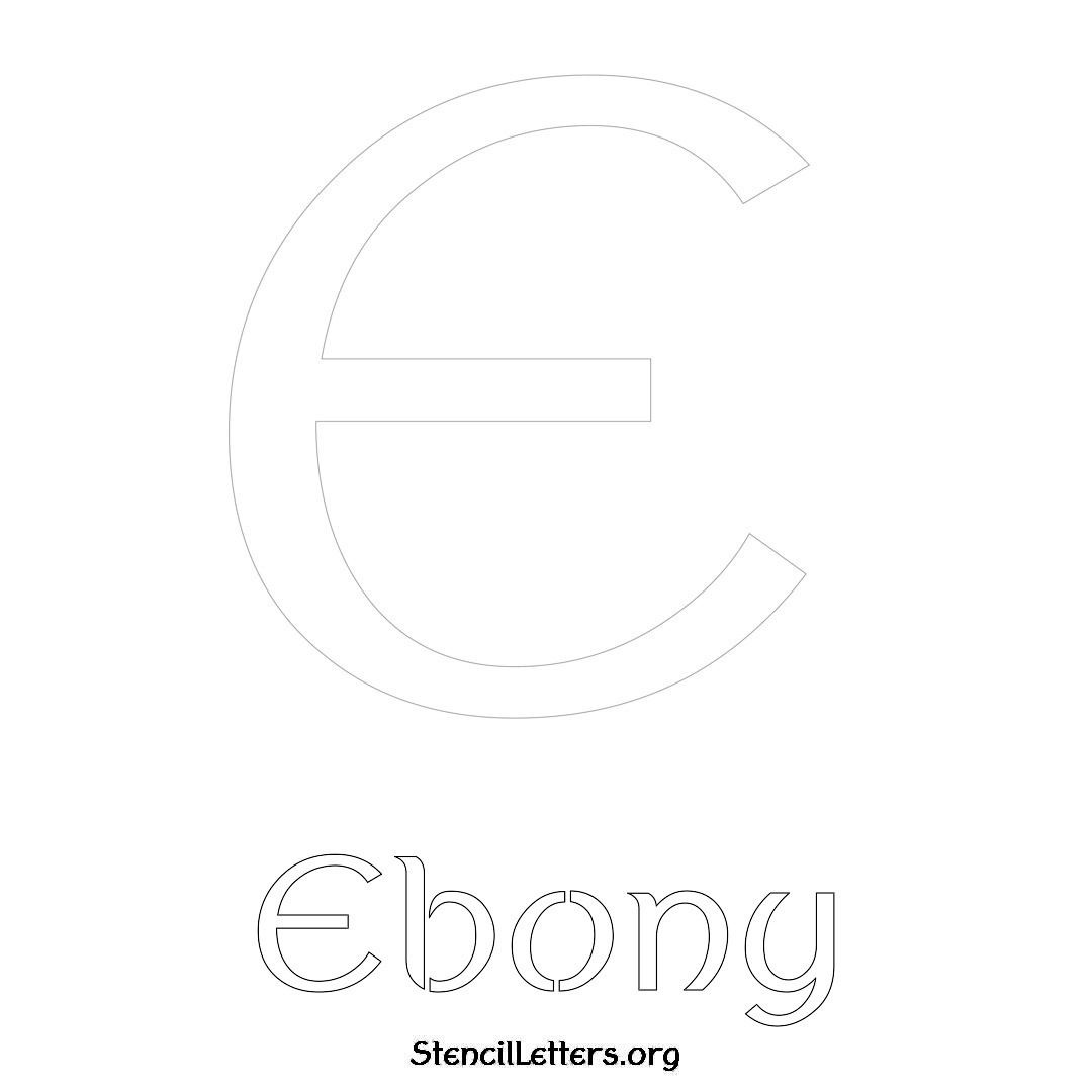Ebony printable name initial stencil in Ancient Lettering