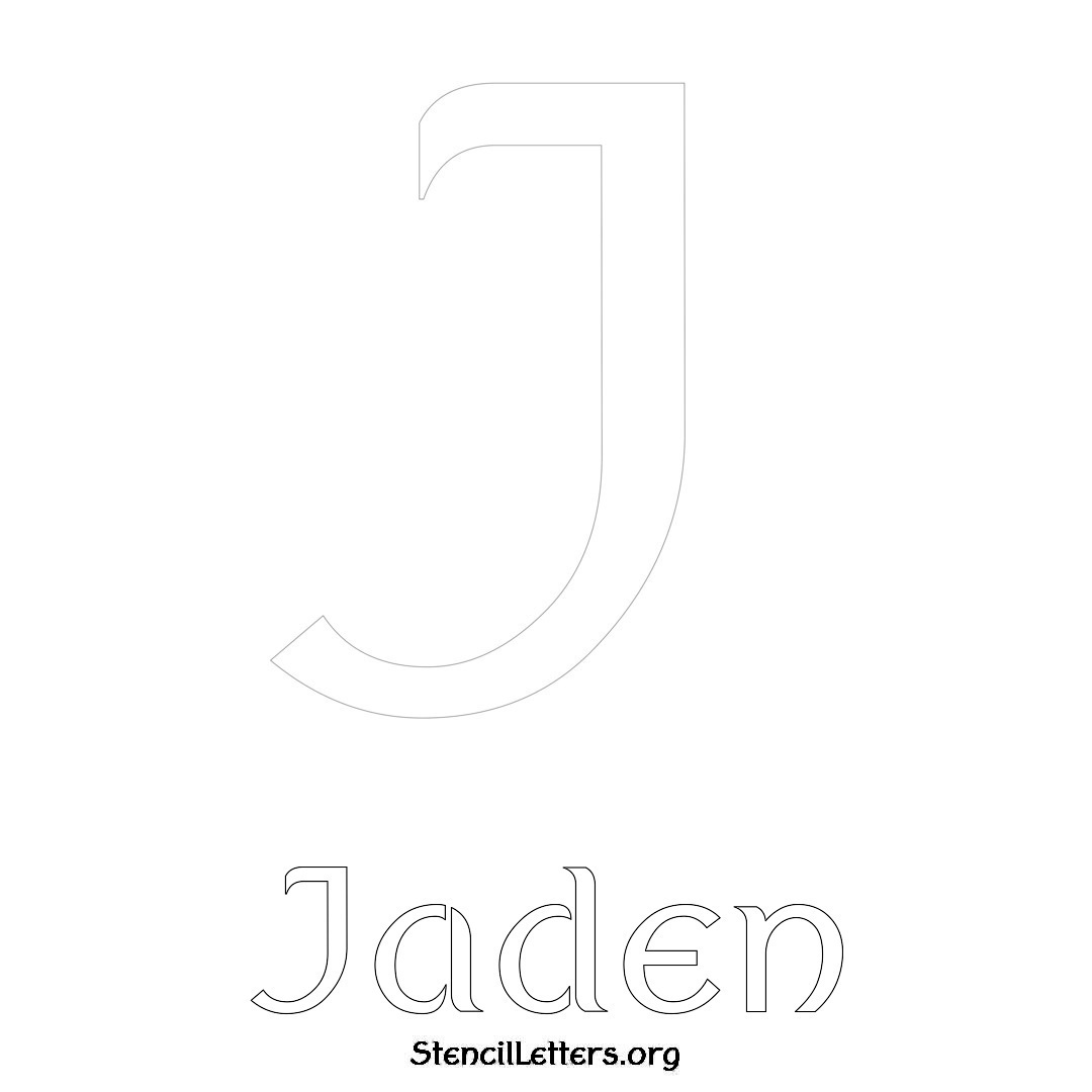 Jaden printable name initial stencil in Ancient Lettering