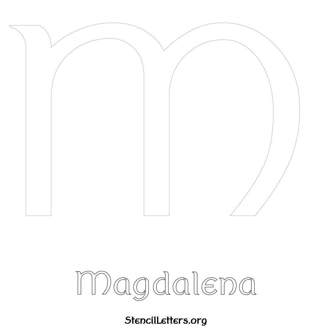 Magdalena printable name initial stencil in Ancient Lettering