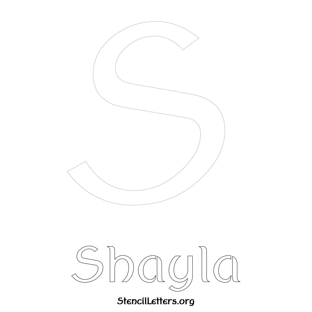 Shayla printable name initial stencil in Ancient Lettering