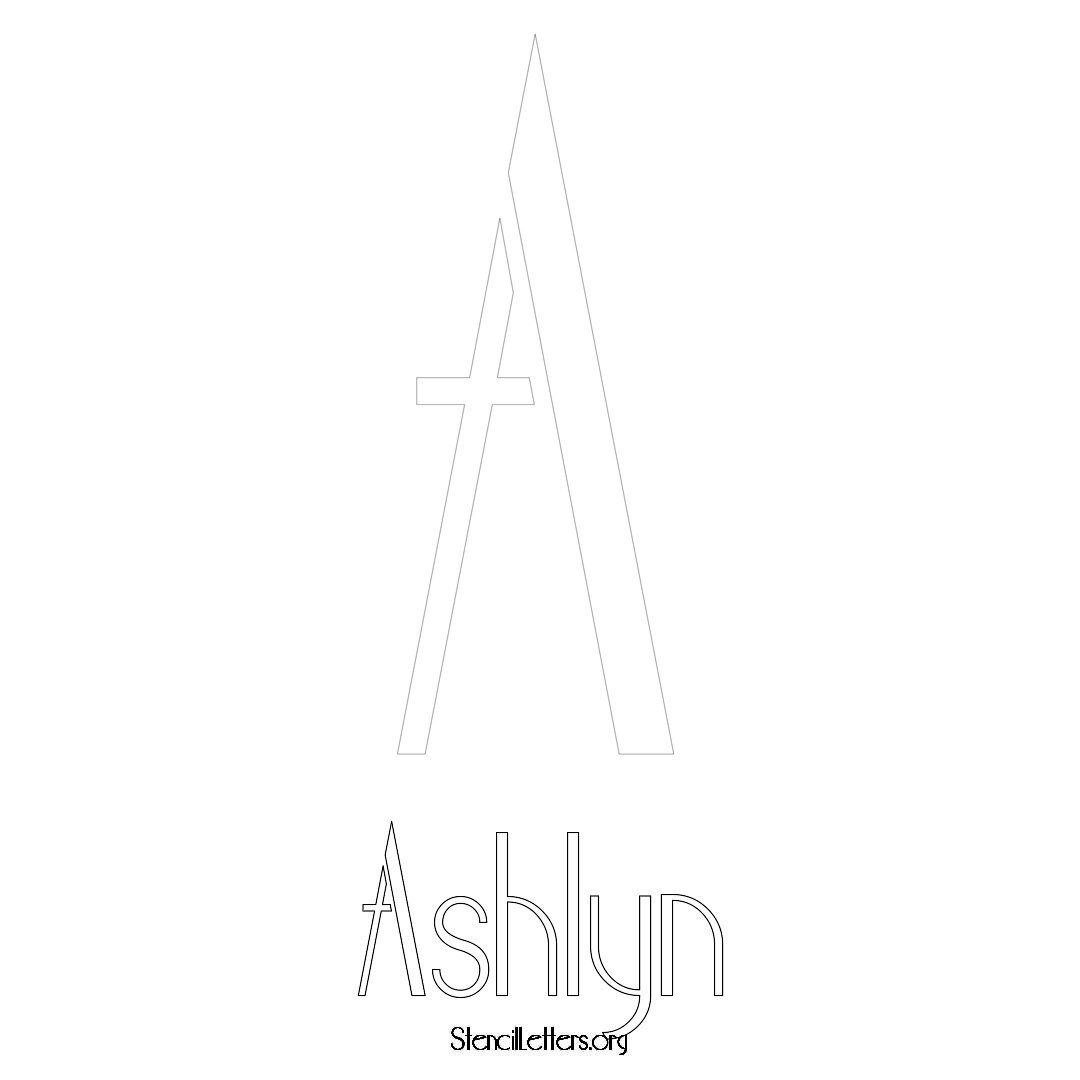 Ashlyn printable name initial stencil in Art Deco Lettering