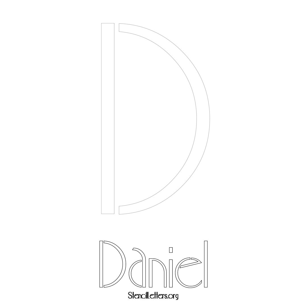 Daniel printable name initial stencil in Art Deco Lettering