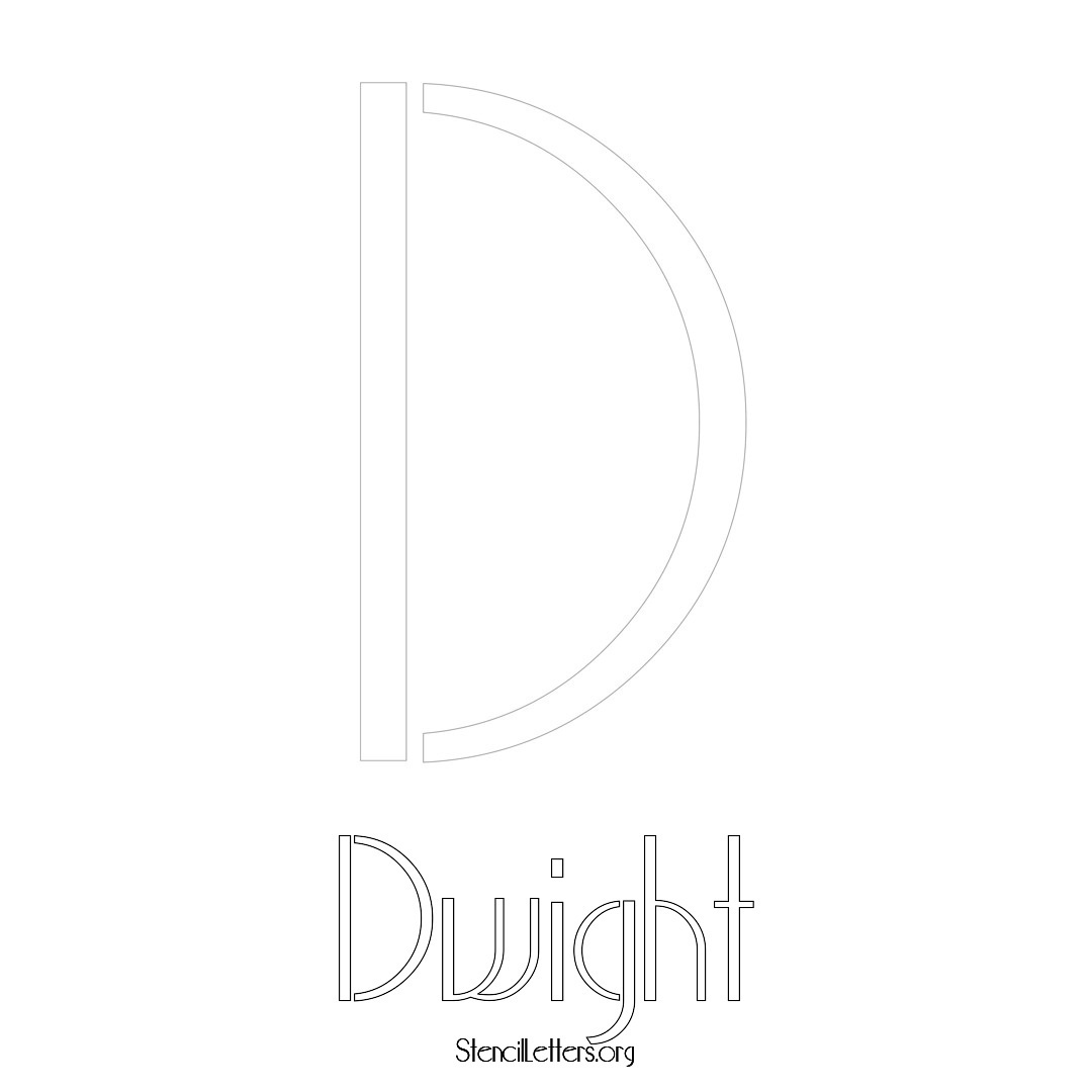 Dwight printable name initial stencil in Art Deco Lettering