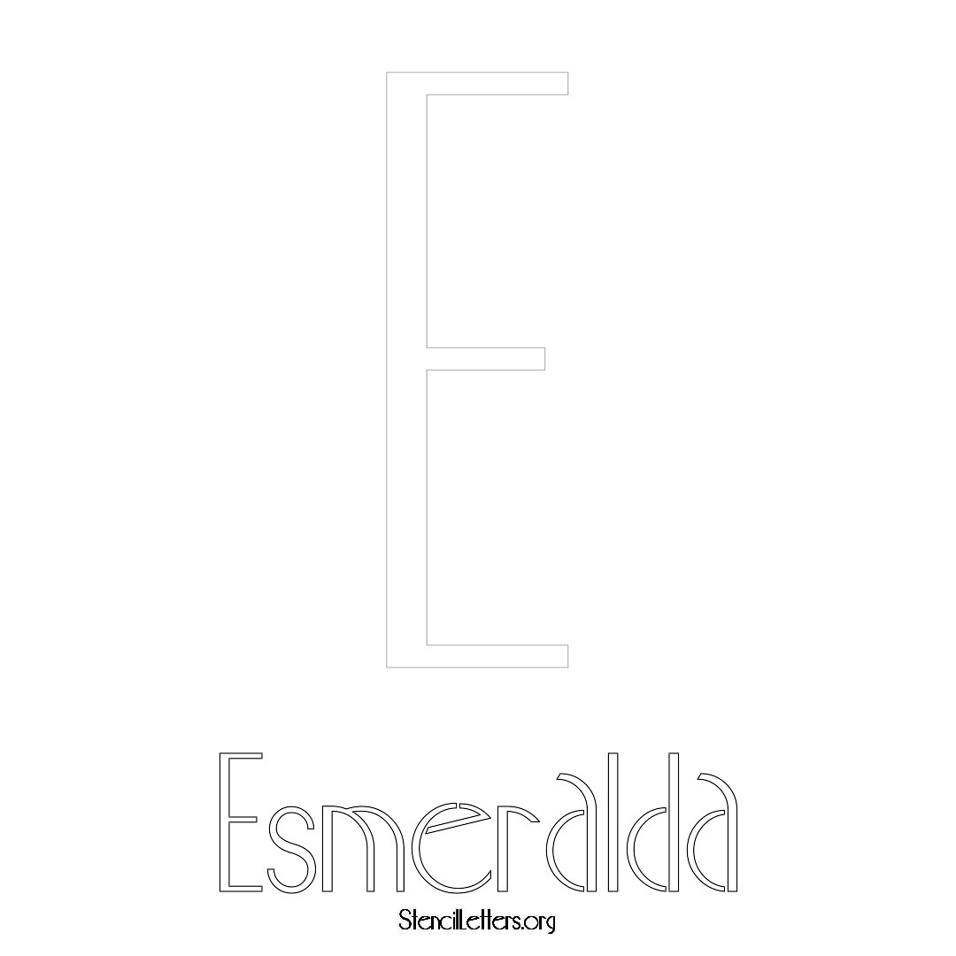 Esmeralda printable name initial stencil in Art Deco Lettering