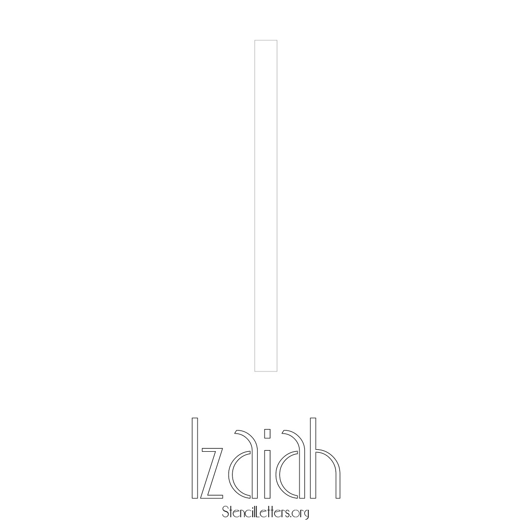 Izaiah printable name initial stencil in Art Deco Lettering