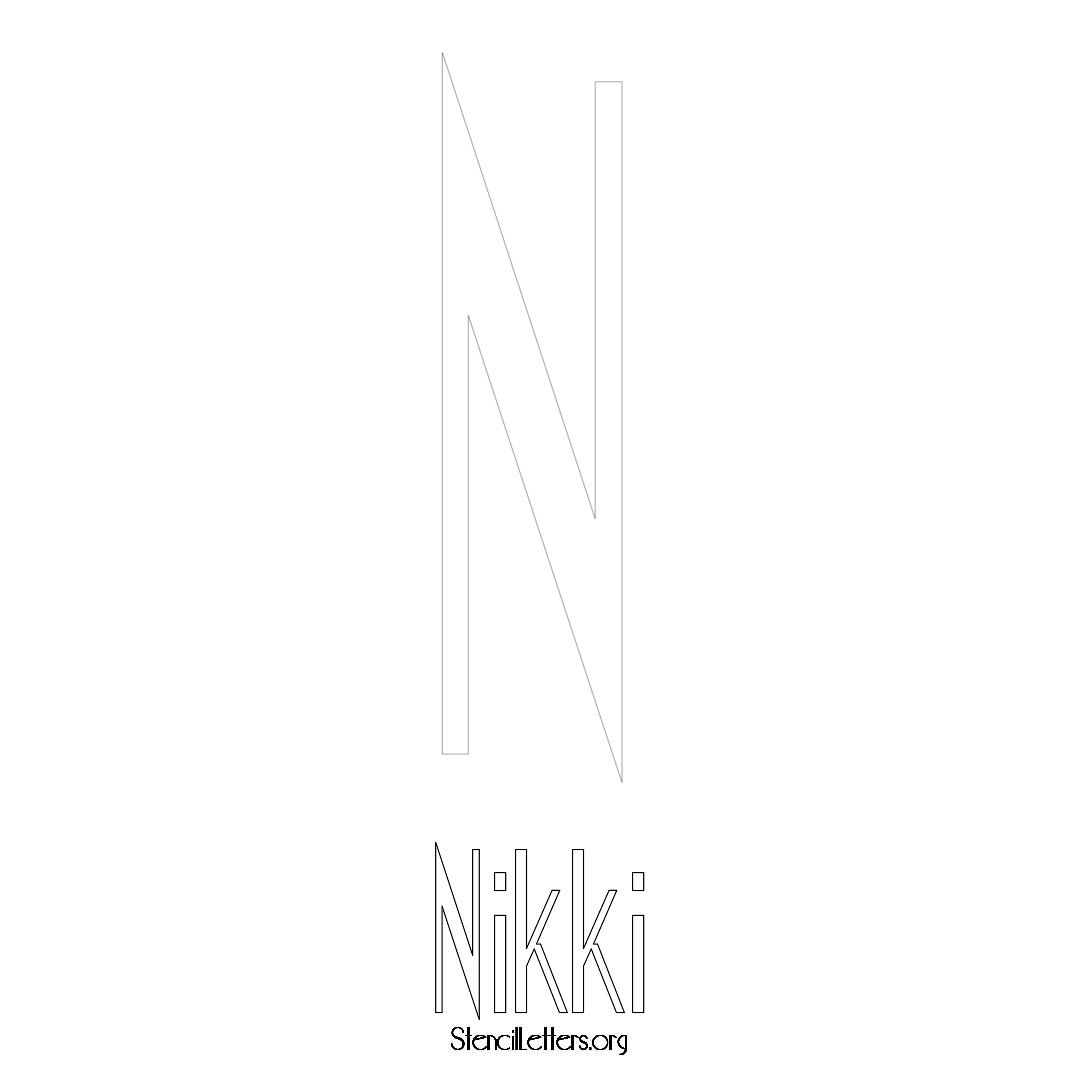 Nikki printable name initial stencil in Art Deco Lettering