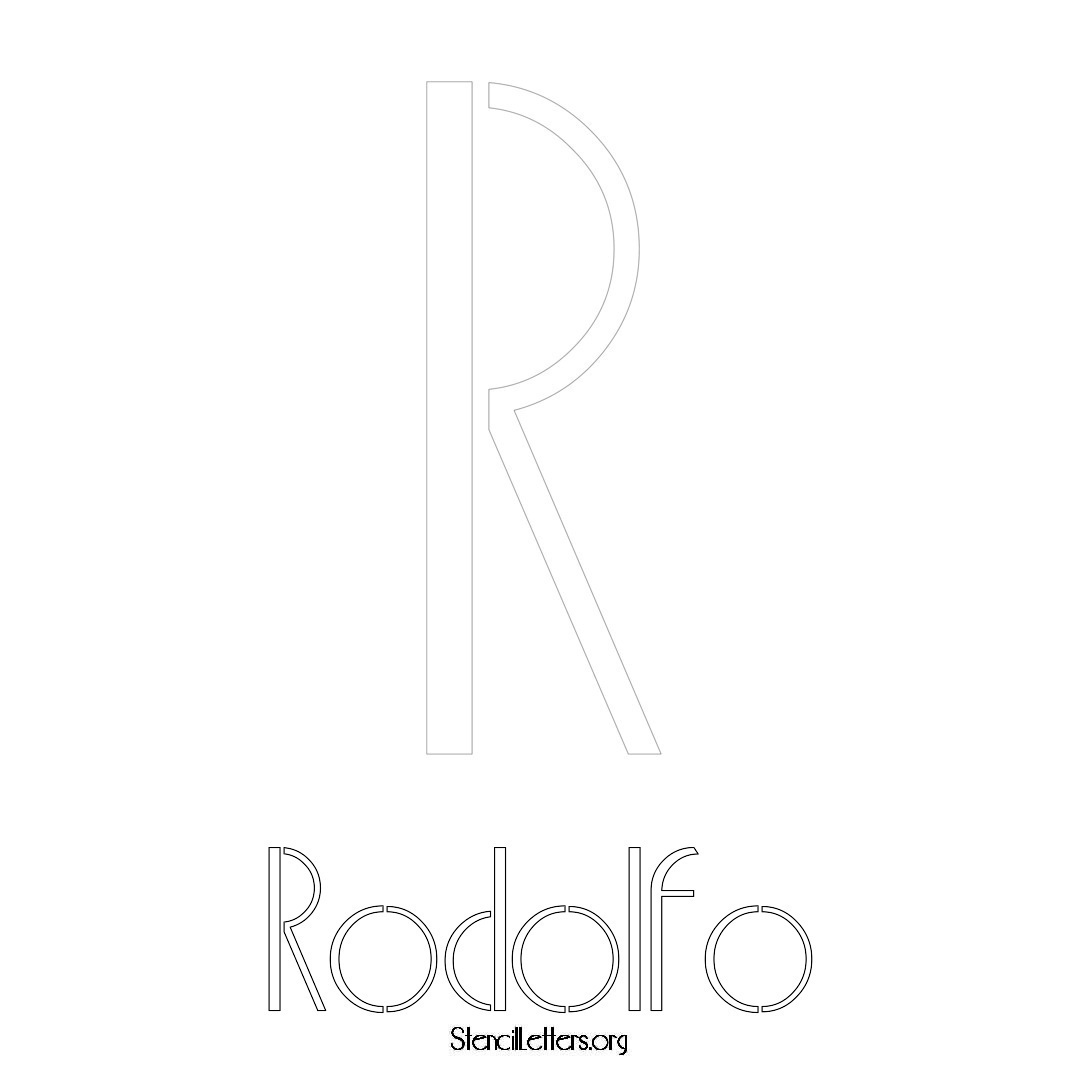 Rodolfo printable name initial stencil in Art Deco Lettering