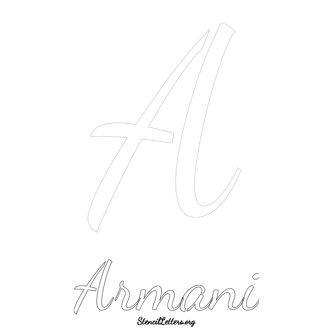Armani printable name initial stencil in Cursive Script Lettering