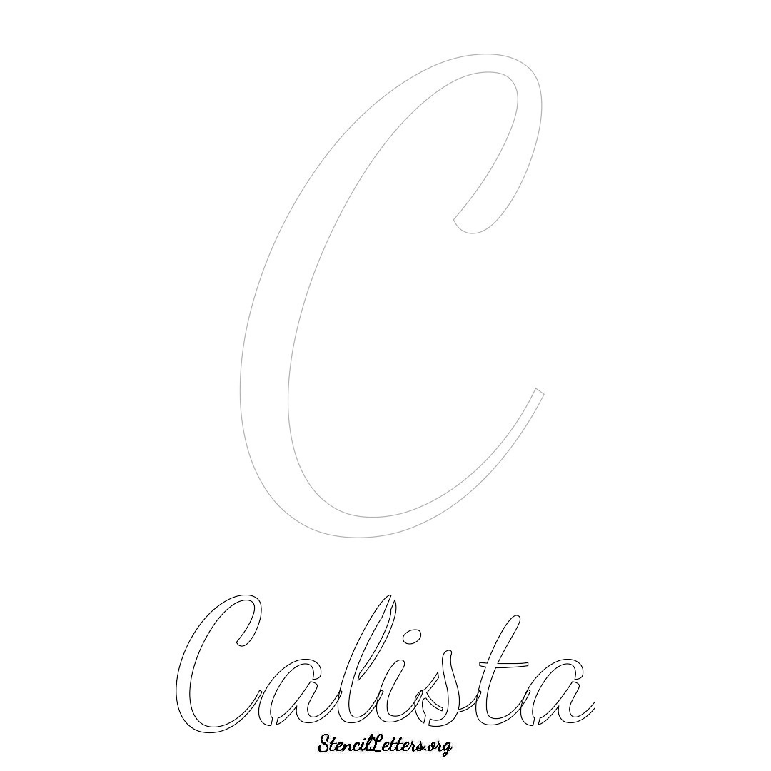 Calista printable name initial stencil in Cursive Script Lettering