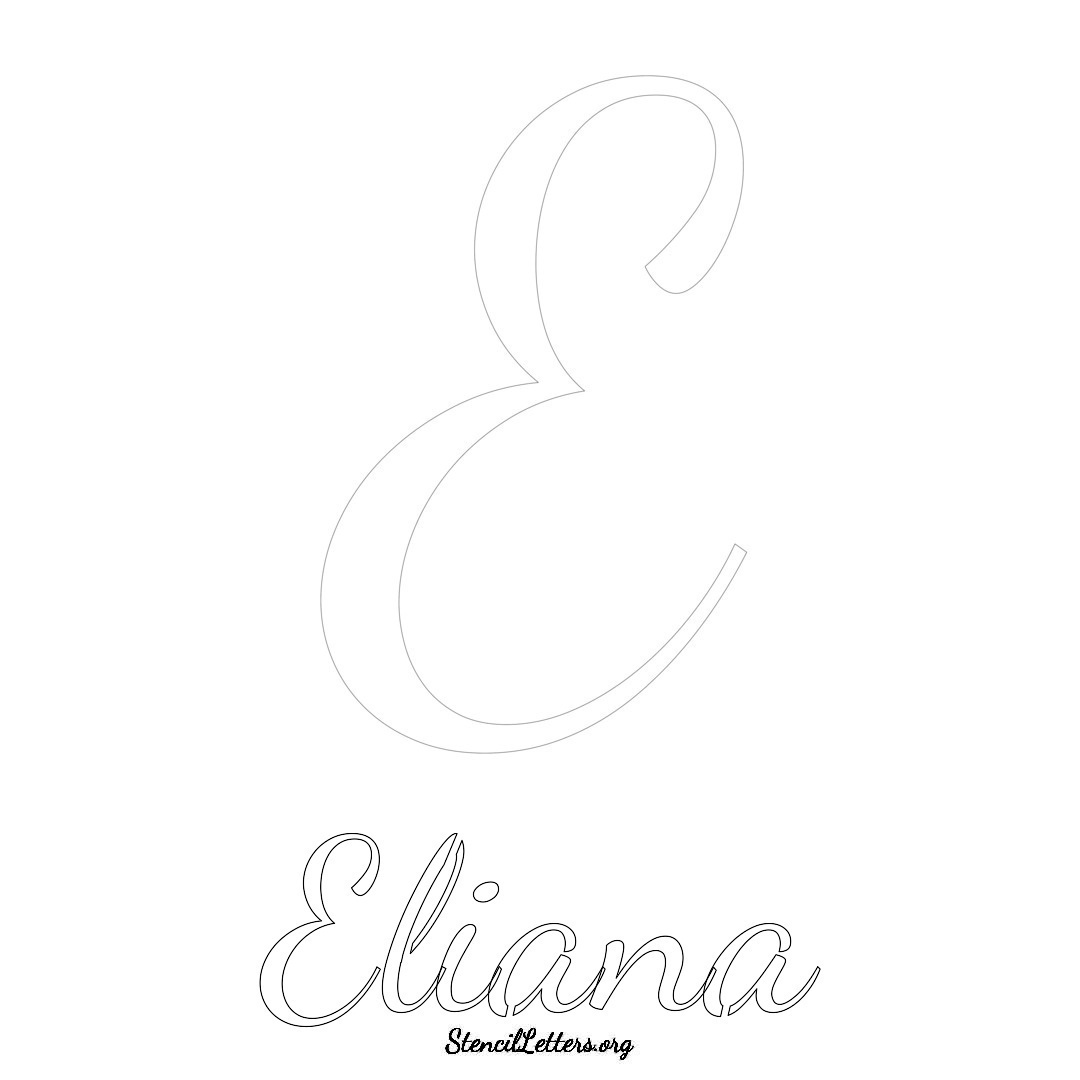 Eliana printable name initial stencil in Cursive Script Lettering