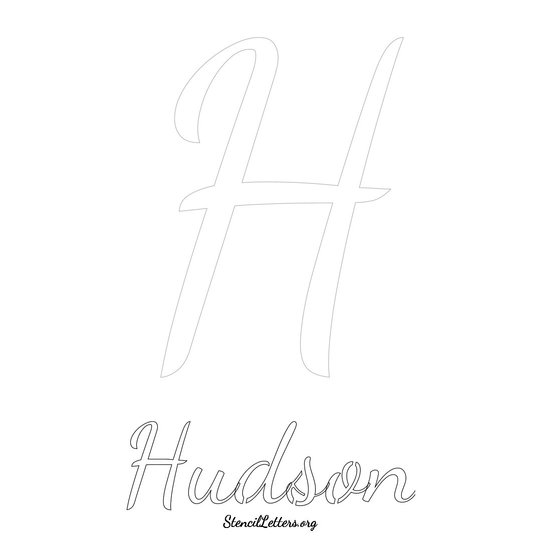 Hudson printable name initial stencil in Cursive Script Lettering