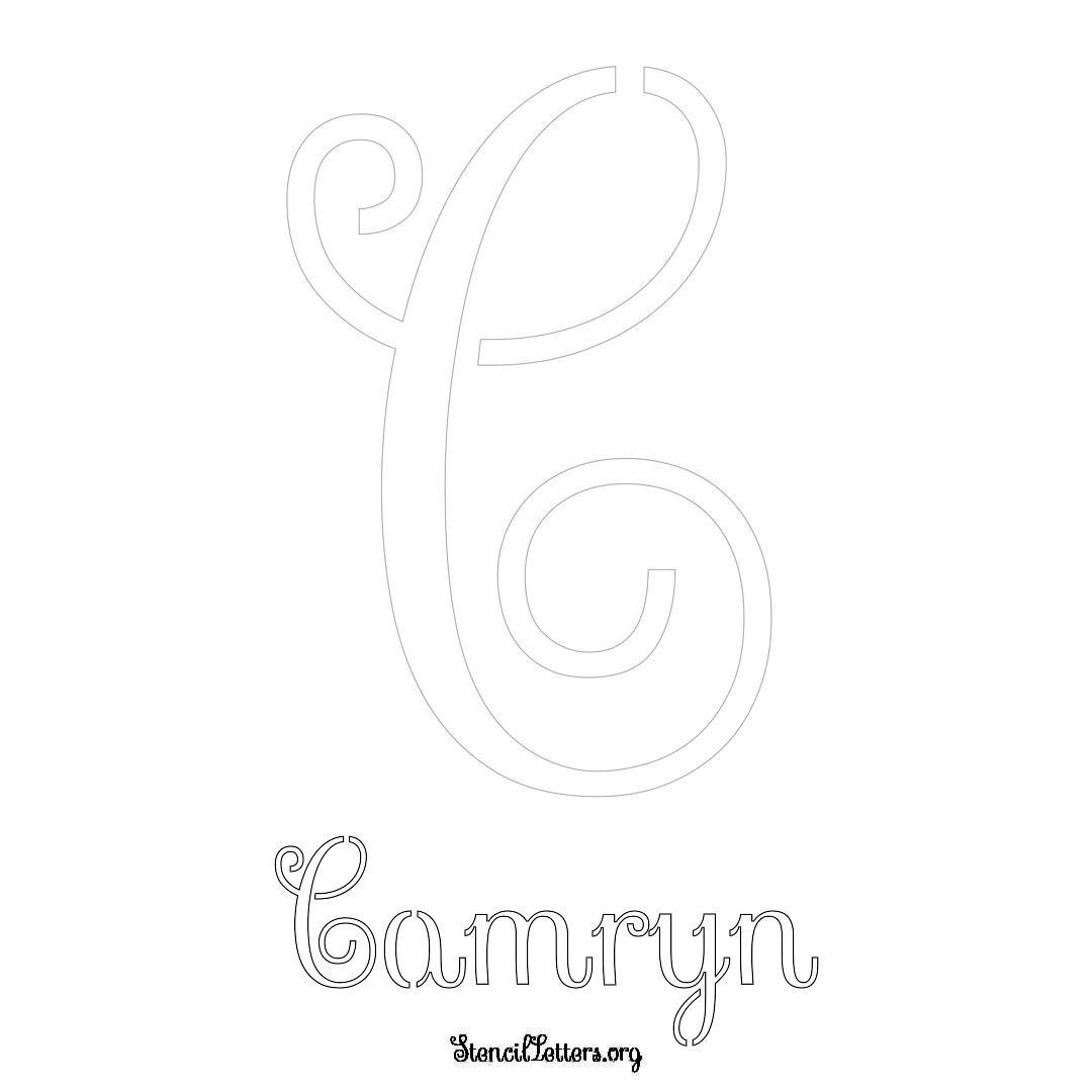 Camryn printable name initial stencil in Ornamental Cursive Lettering