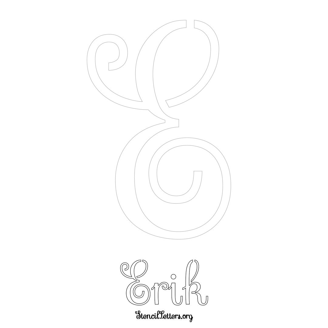 Erik printable name initial stencil in Ornamental Cursive Lettering