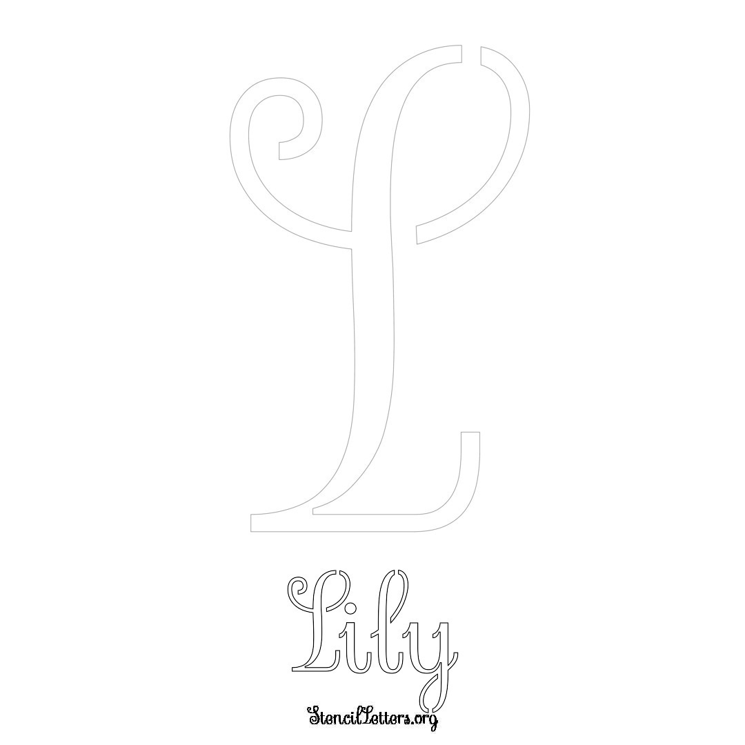 Lily printable name initial stencil in Ornamental Cursive Lettering