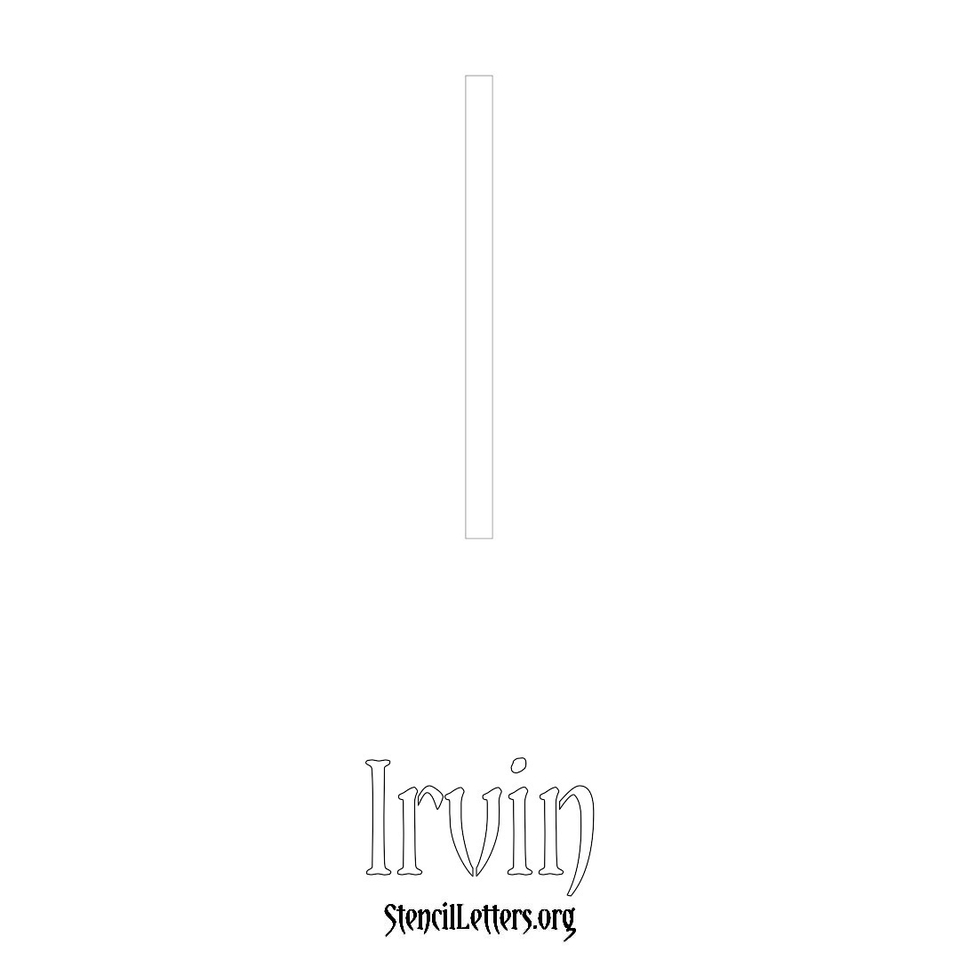 Irvin printable name initial stencil in Simple Elegant Lettering