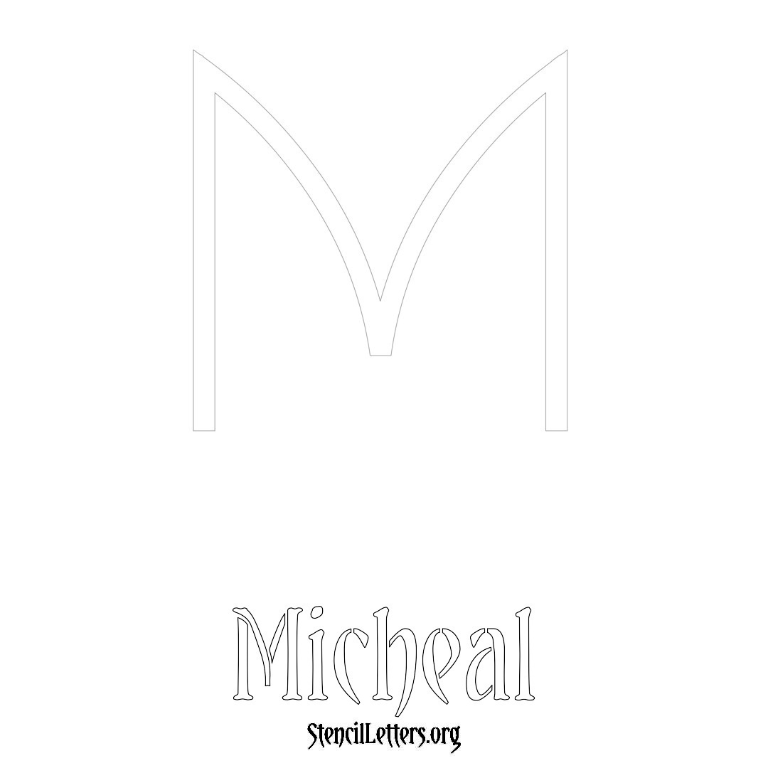 Micheal printable name initial stencil in Simple Elegant Lettering
