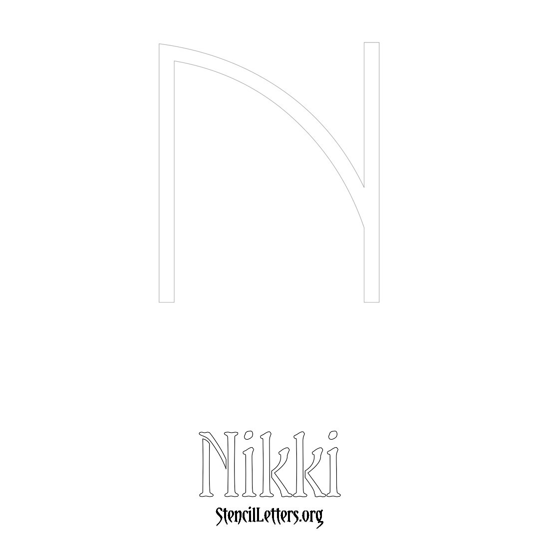 Nikki printable name initial stencil in Simple Elegant Lettering