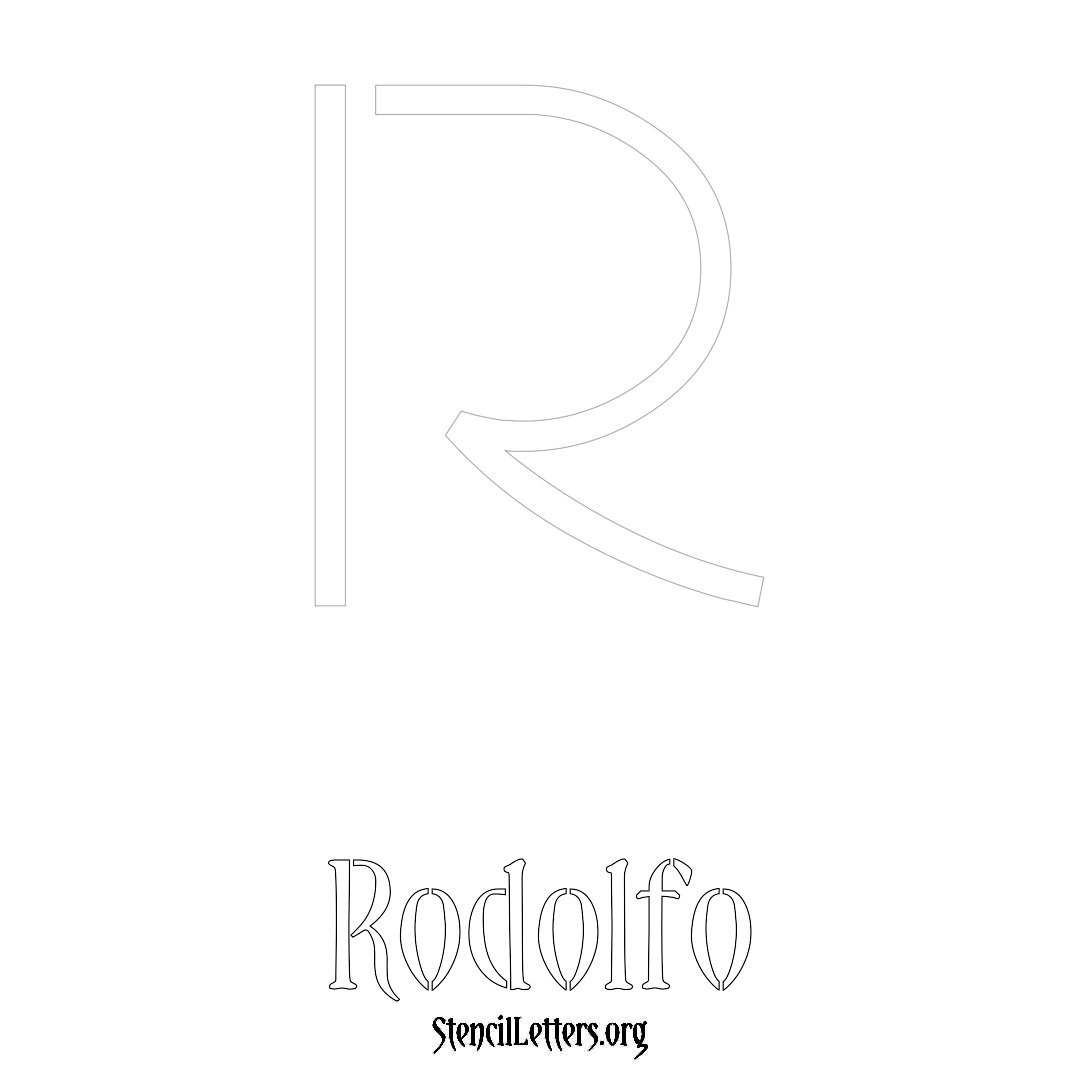 Rodolfo printable name initial stencil in Simple Elegant Lettering