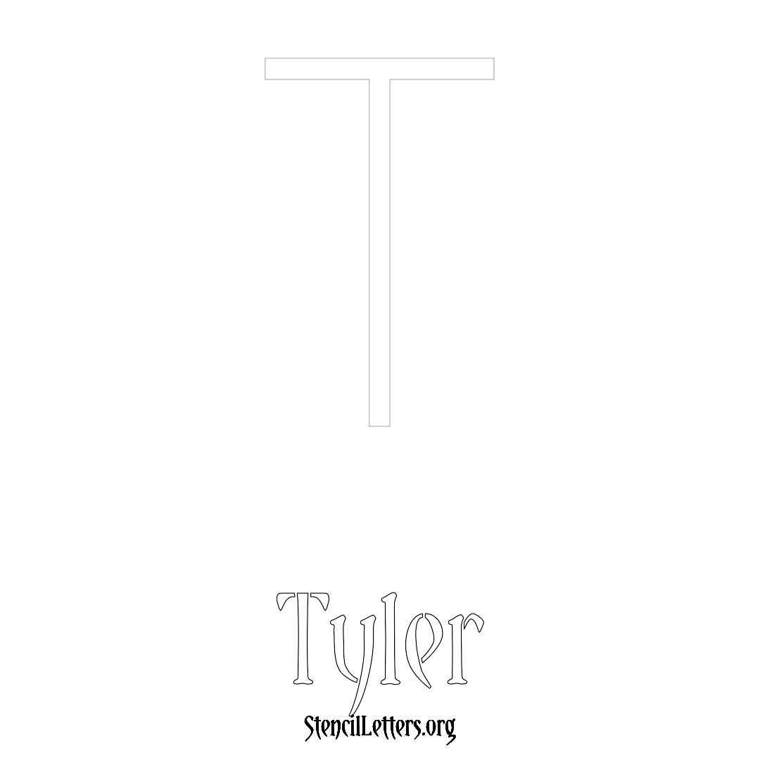 Tyler printable name initial stencil in Simple Elegant Lettering