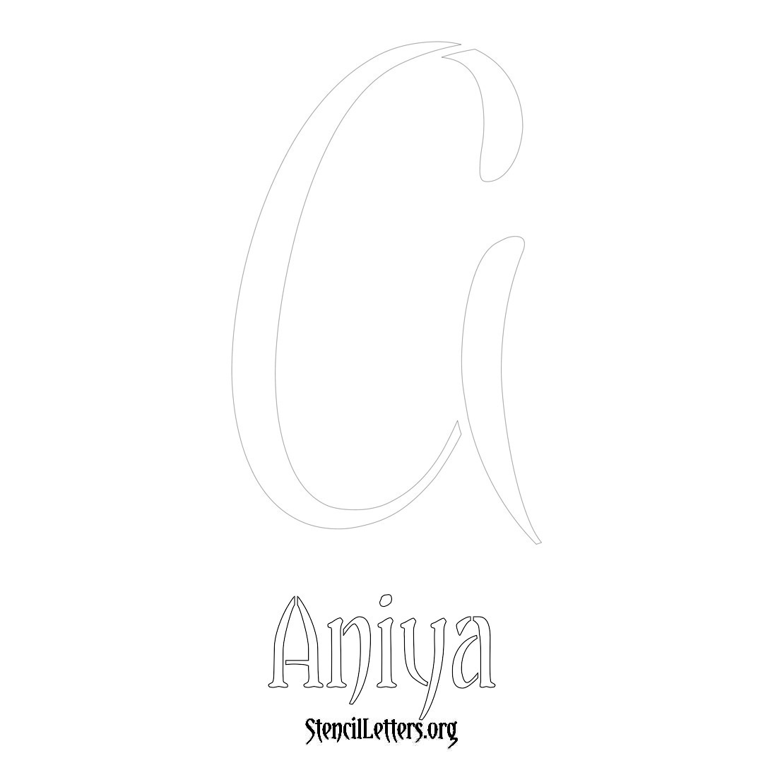 Aniya printable name initial stencil in Vintage Brush Lettering