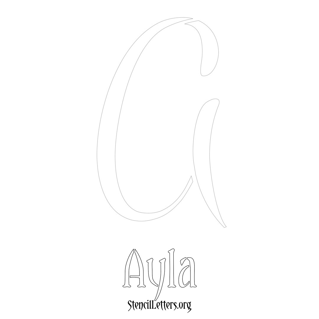Ayla printable name initial stencil in Vintage Brush Lettering