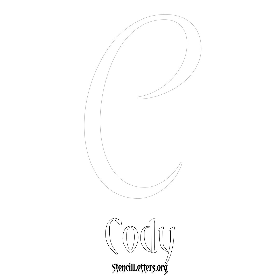 Cody printable name initial stencil in Vintage Brush Lettering