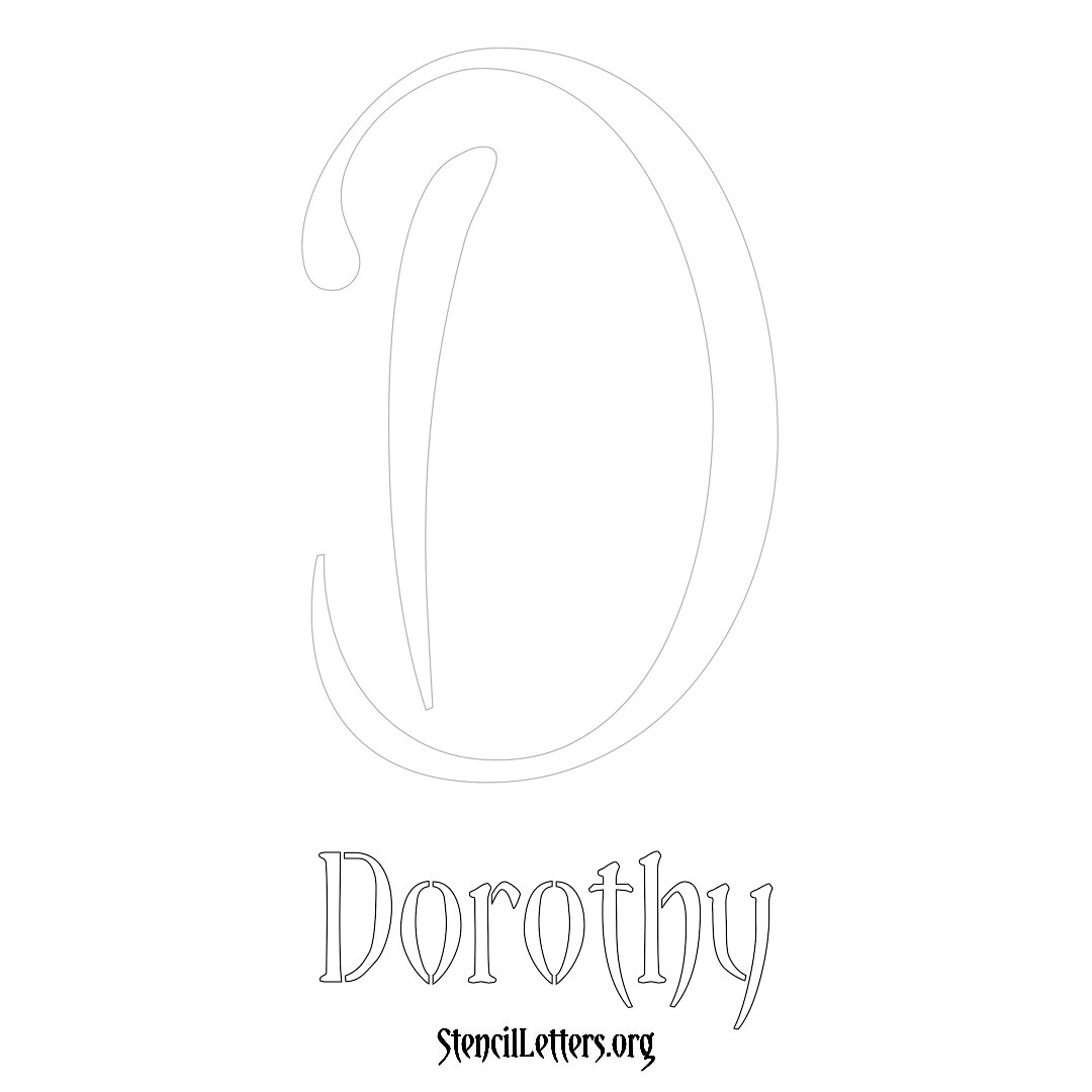 Dorothy printable name initial stencil in Vintage Brush Lettering