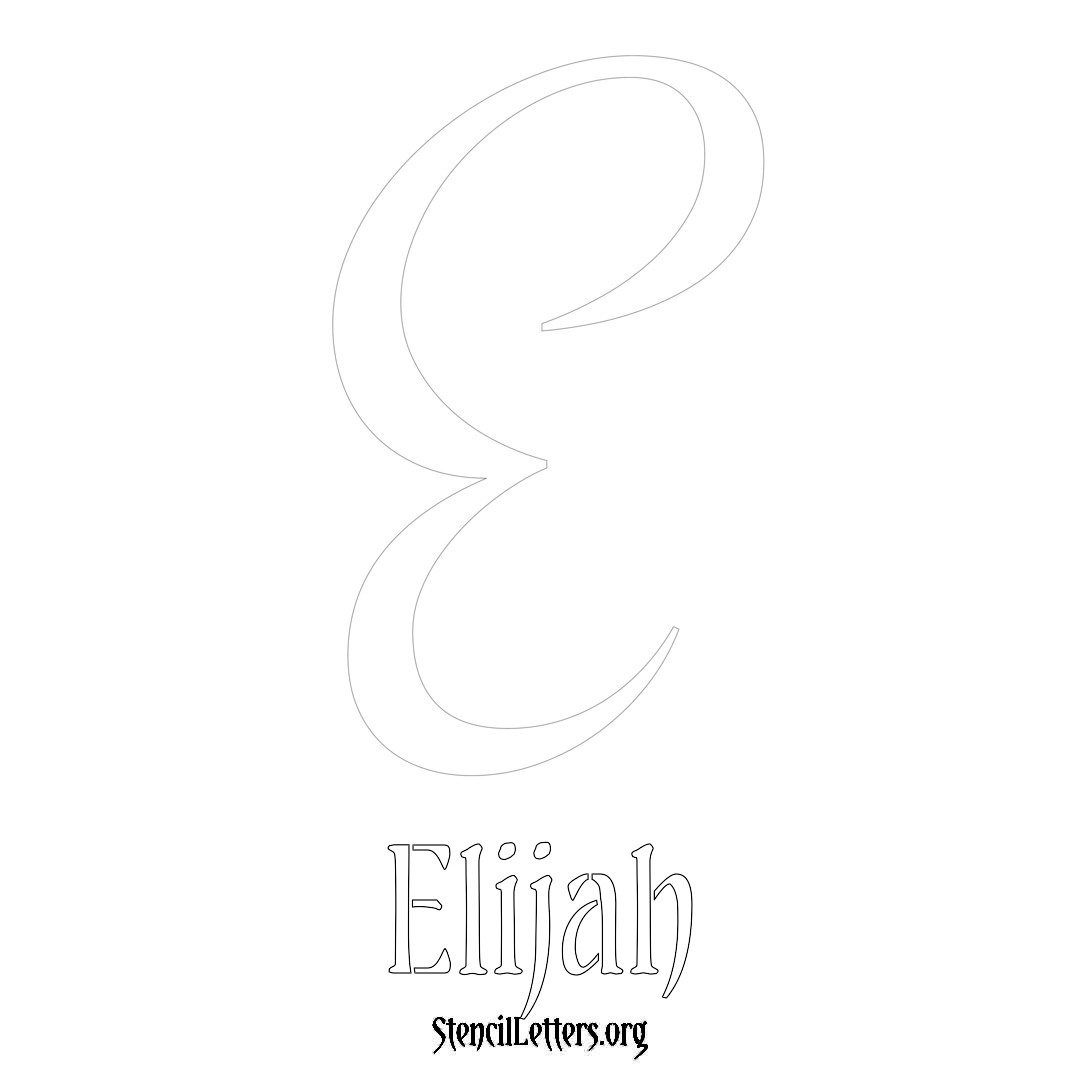 Elijah printable name initial stencil in Vintage Brush Lettering